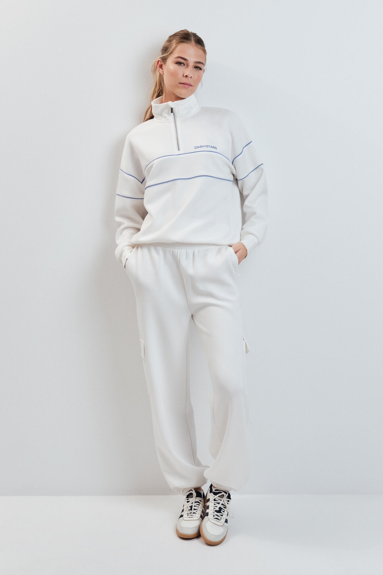 Dash and Stars Pantal&oacute;n largo ancho blanco beige