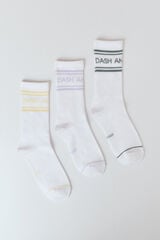 Dash and Stars Pack 3 calcetines largos de algod&oacute;n con logo beige