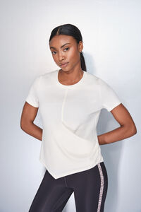 Dash and Stars Playera blanca drapeada de manga corta 