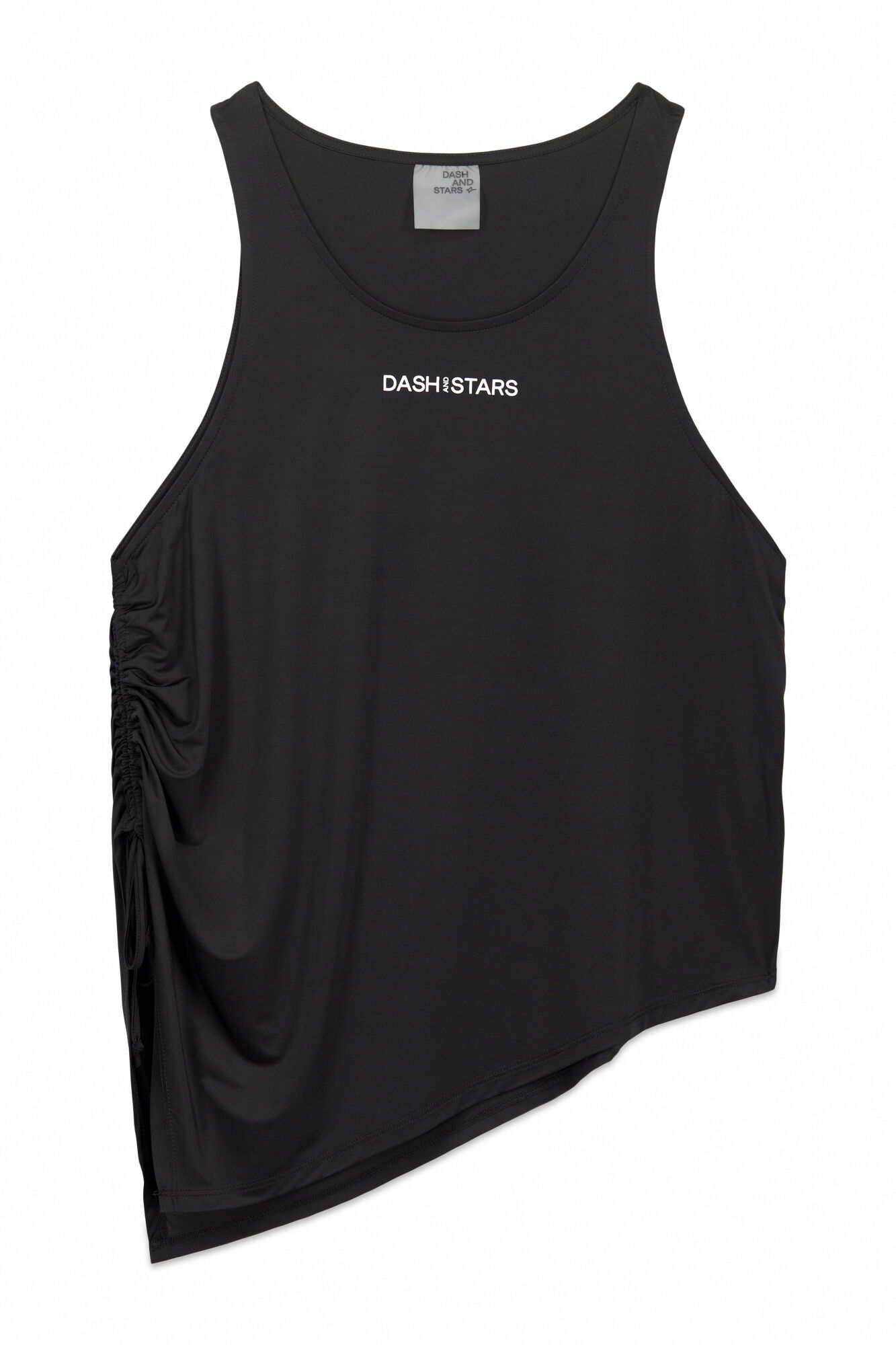 Dash and Stars Playera negra asim&eacute;trica con cuello halter negro