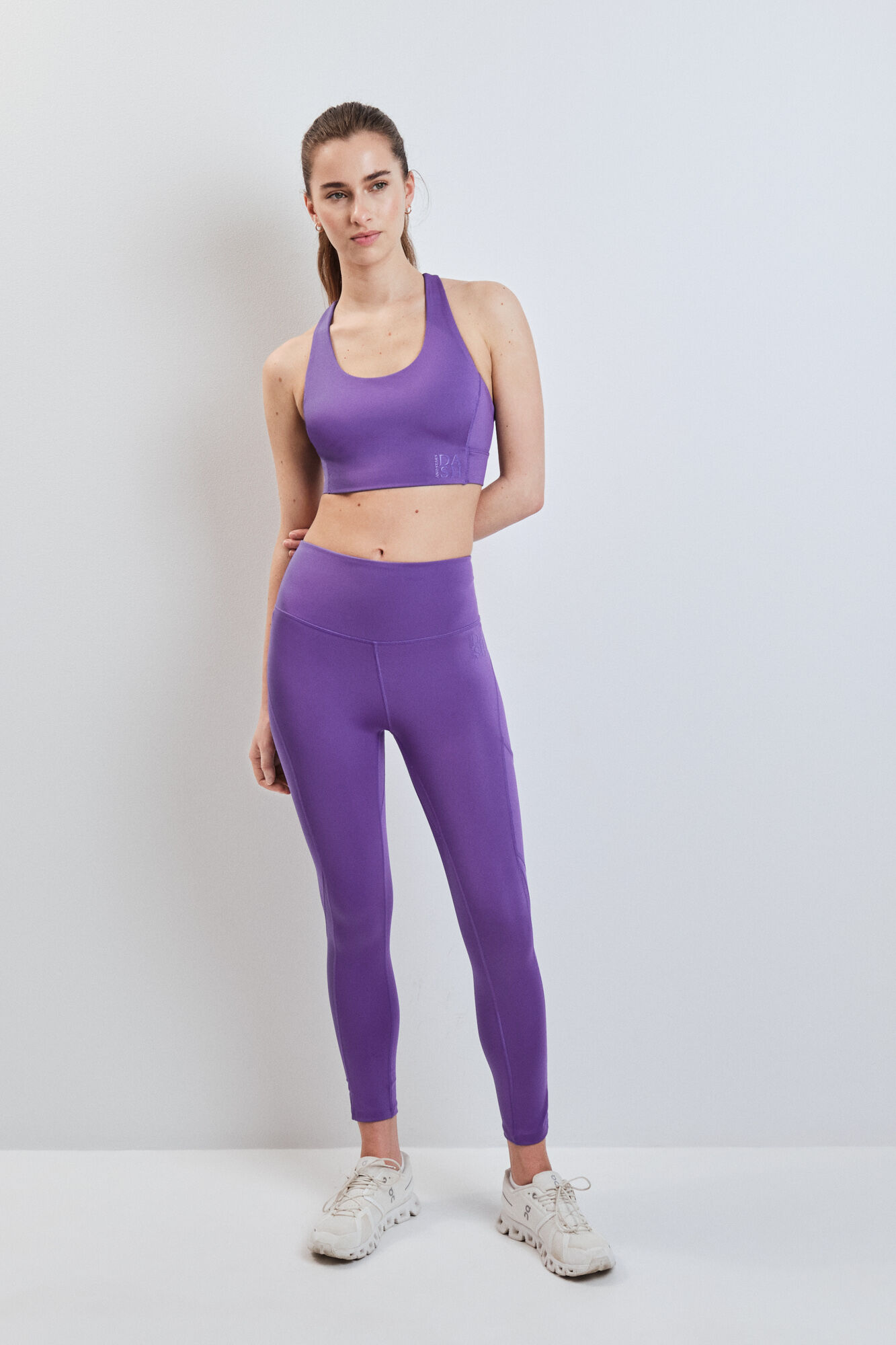 Dash and Stars Leggings 4D STRETCH crop morado morado/lila