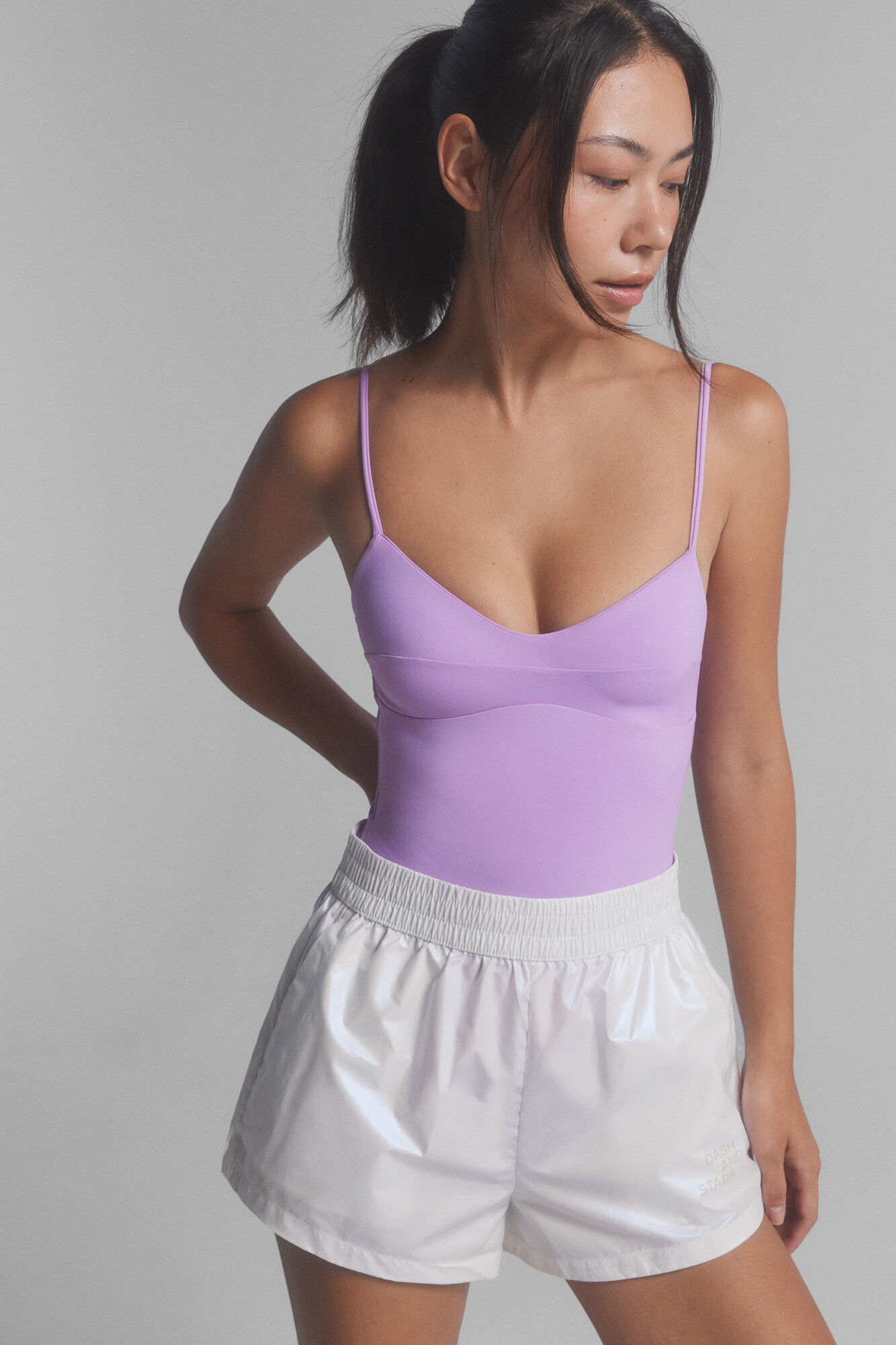 Dash and Stars Short t&eacute;cnico blanco perlado