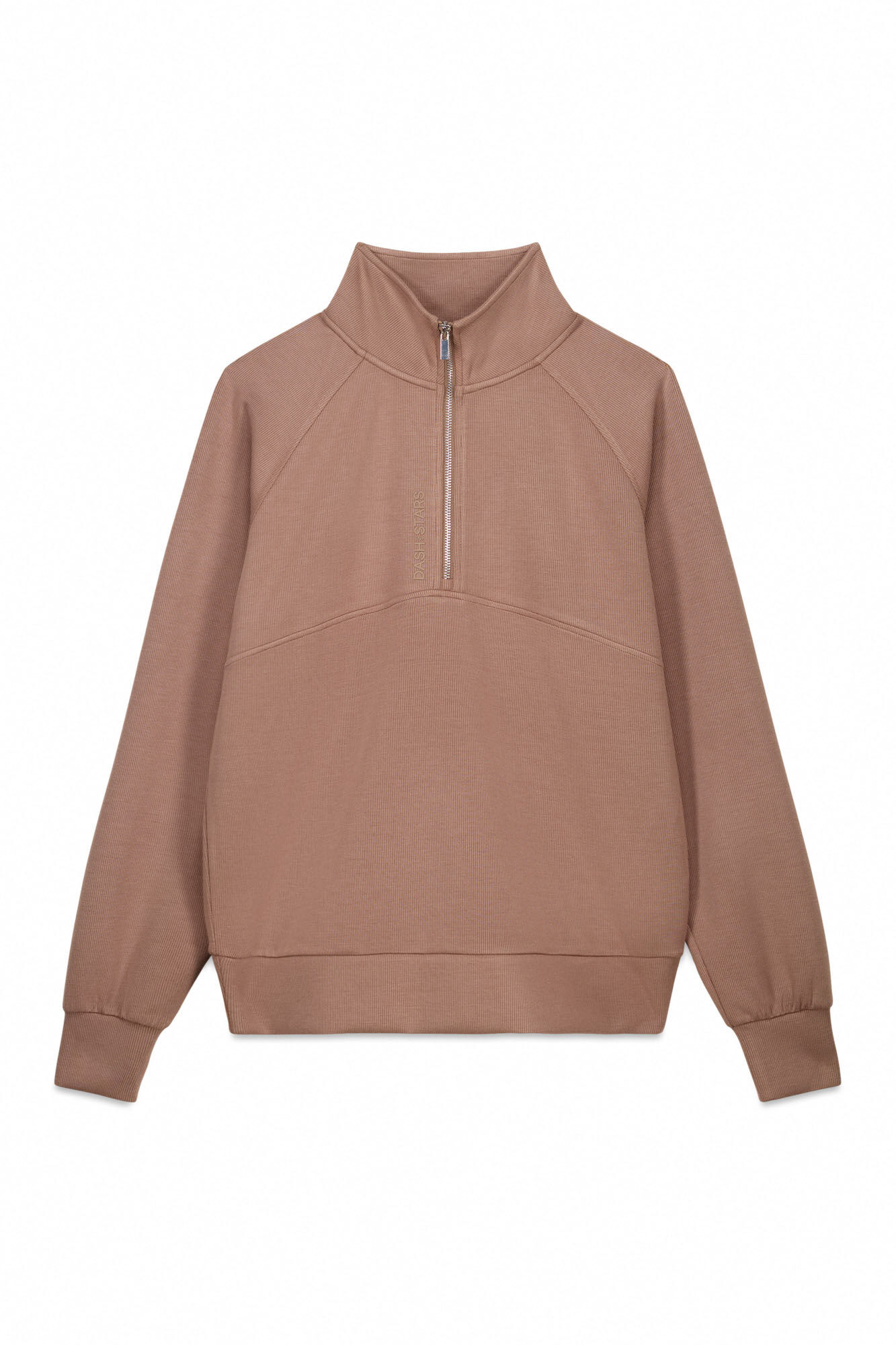Dash and Stars Sudadera marr&oacute;n con cierre en el cuello caf&eacute;