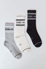 Dash and Stars Pack 3 calcetines medios de algod&oacute;n blanco