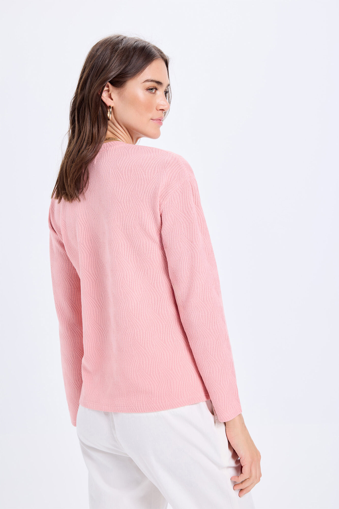 Milano Playera de manga larga con calidad estructurada. Rosa