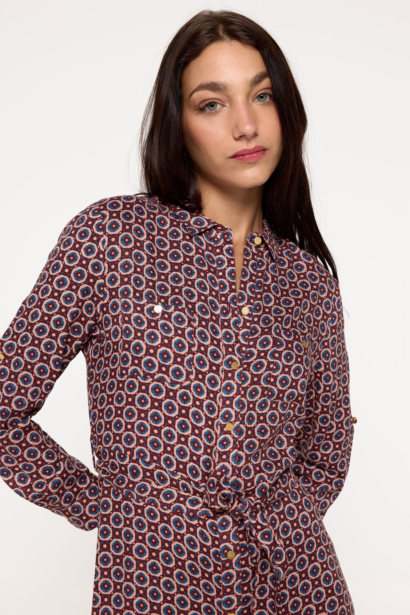 Milano Vestido Camisero Granate