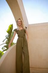 Milano Jumpsuit con cinturón fluido Kaki Oscuro