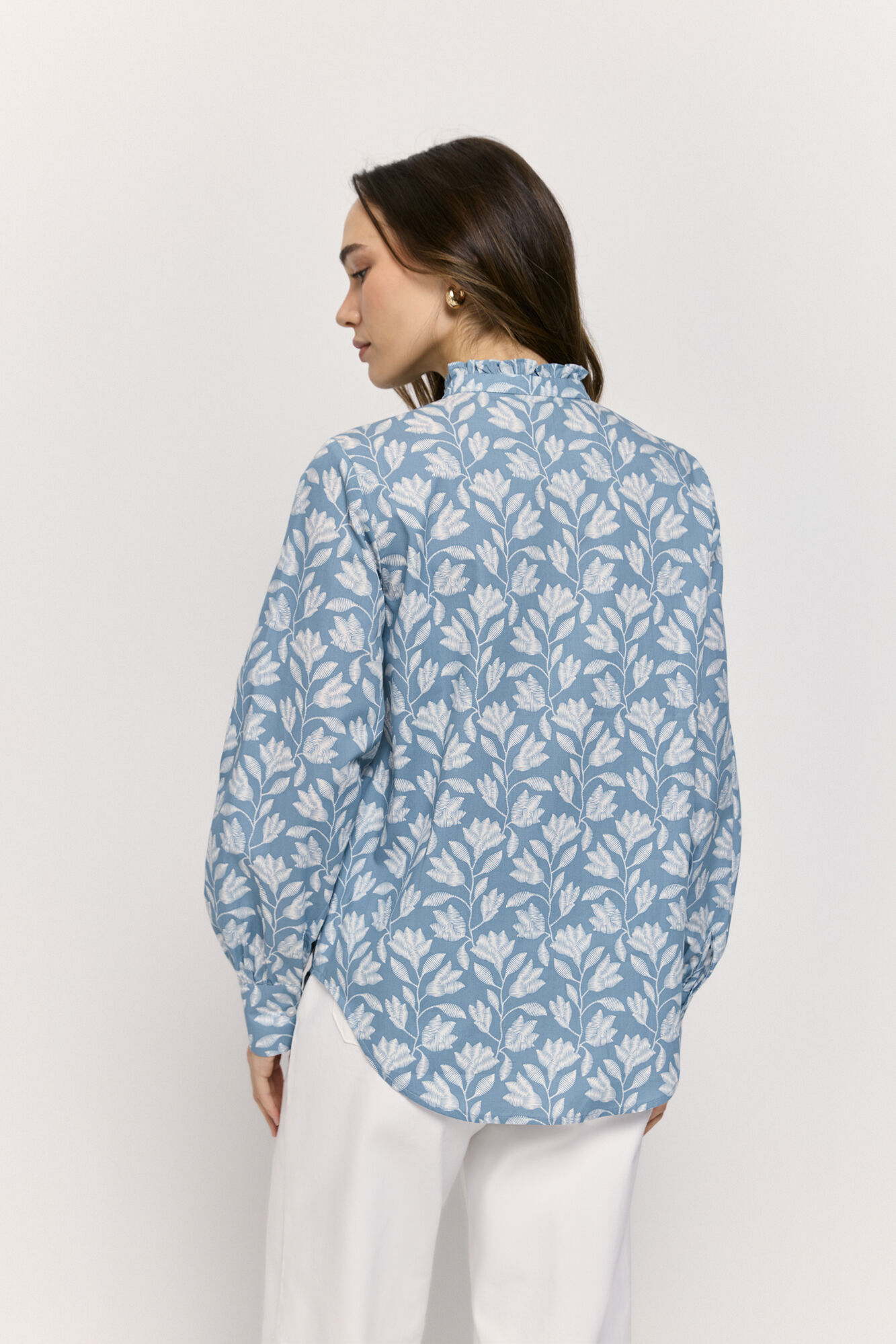 Milano Camisa estampada cuello mao Azul