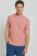 Milano Polo de manga corta cuello mao Rosa