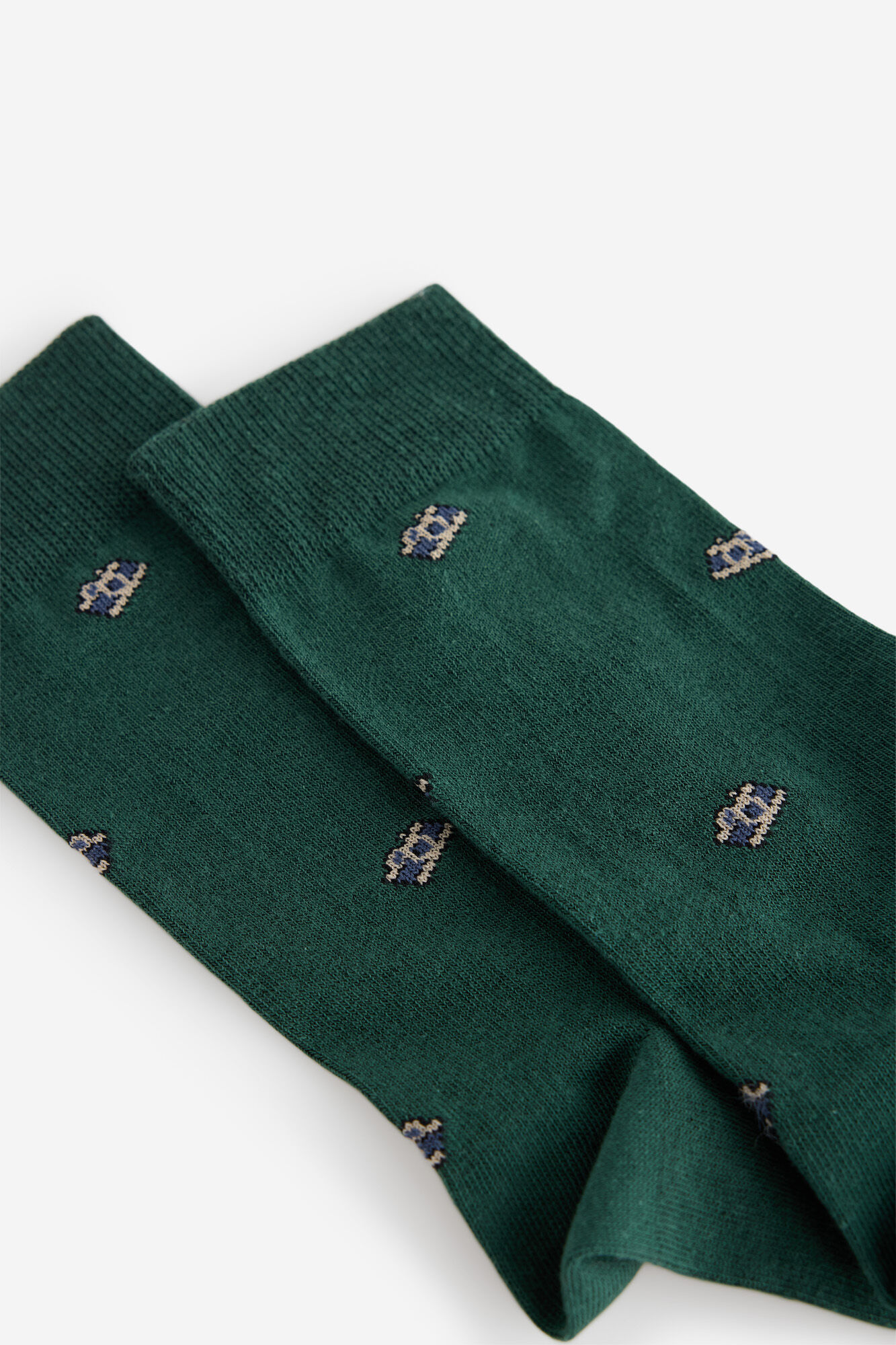 Milano Calcetines media ca&ntilde;a print c&aacute;maras Kaki Oscuro