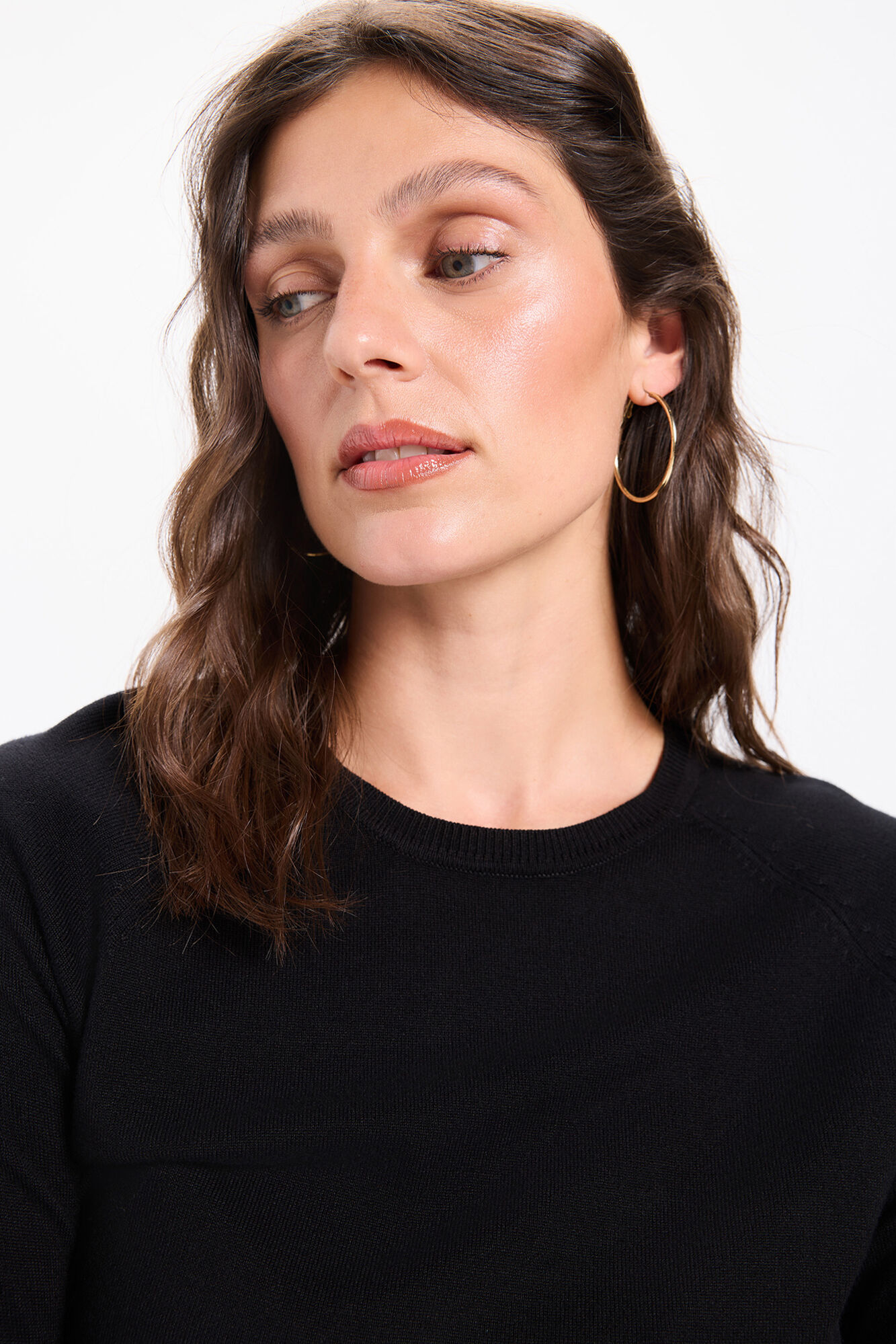 Milano Jersey liso b&aacute;sico de tejido Negro