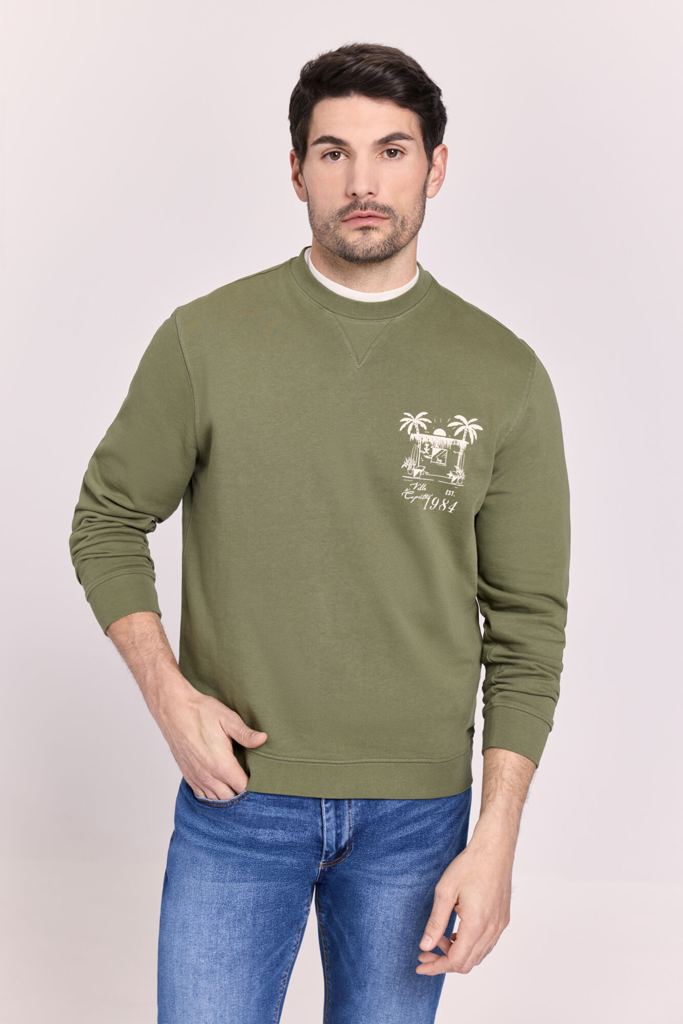 Milano Sudadera cuello redondo Kaki Oscuro