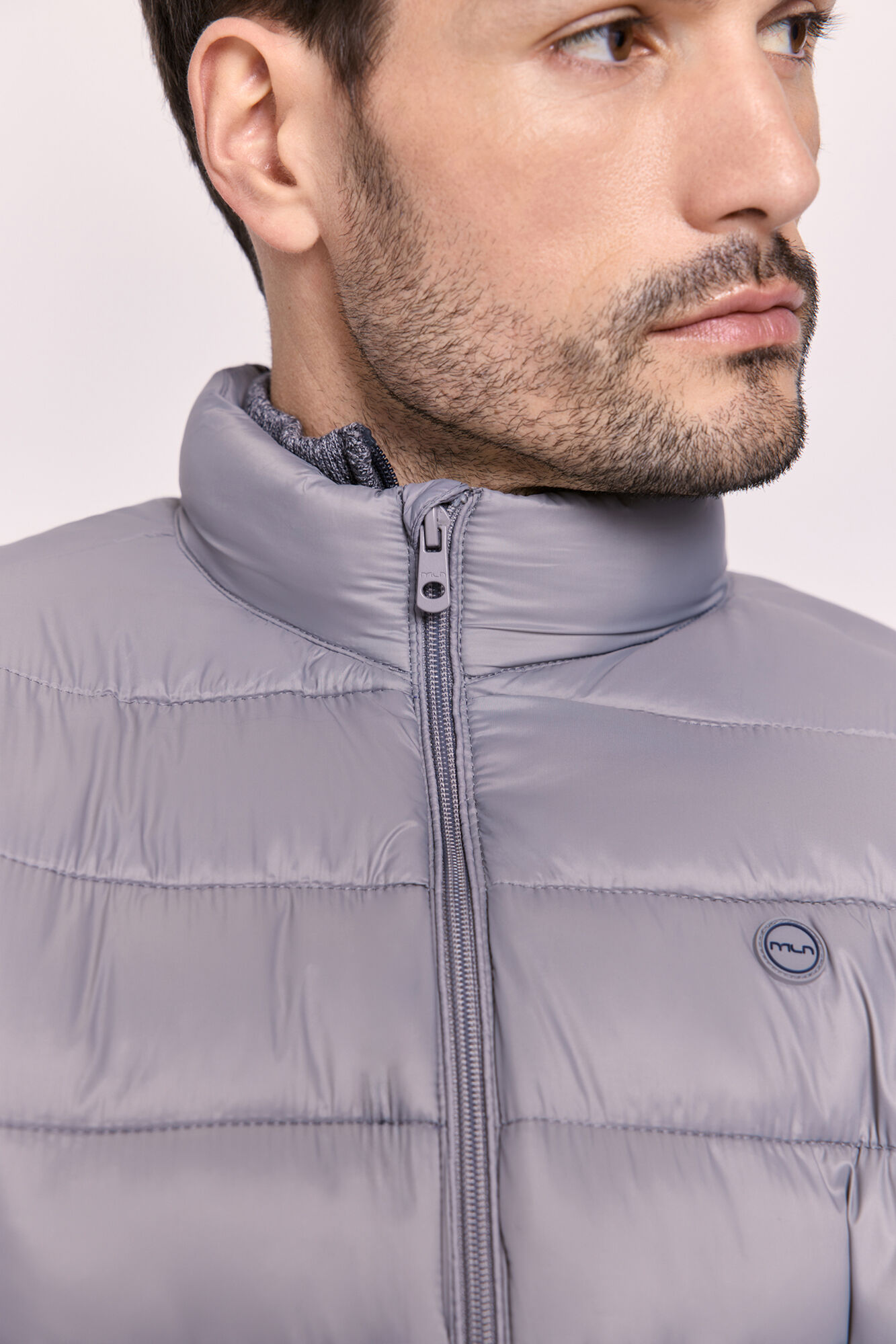 Milano Jersey b&aacute;sico cuello redondo ajustado Gris