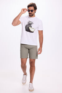 Fifty Outlet Bermudas clásica de algodón liso . Kaki Oscuro