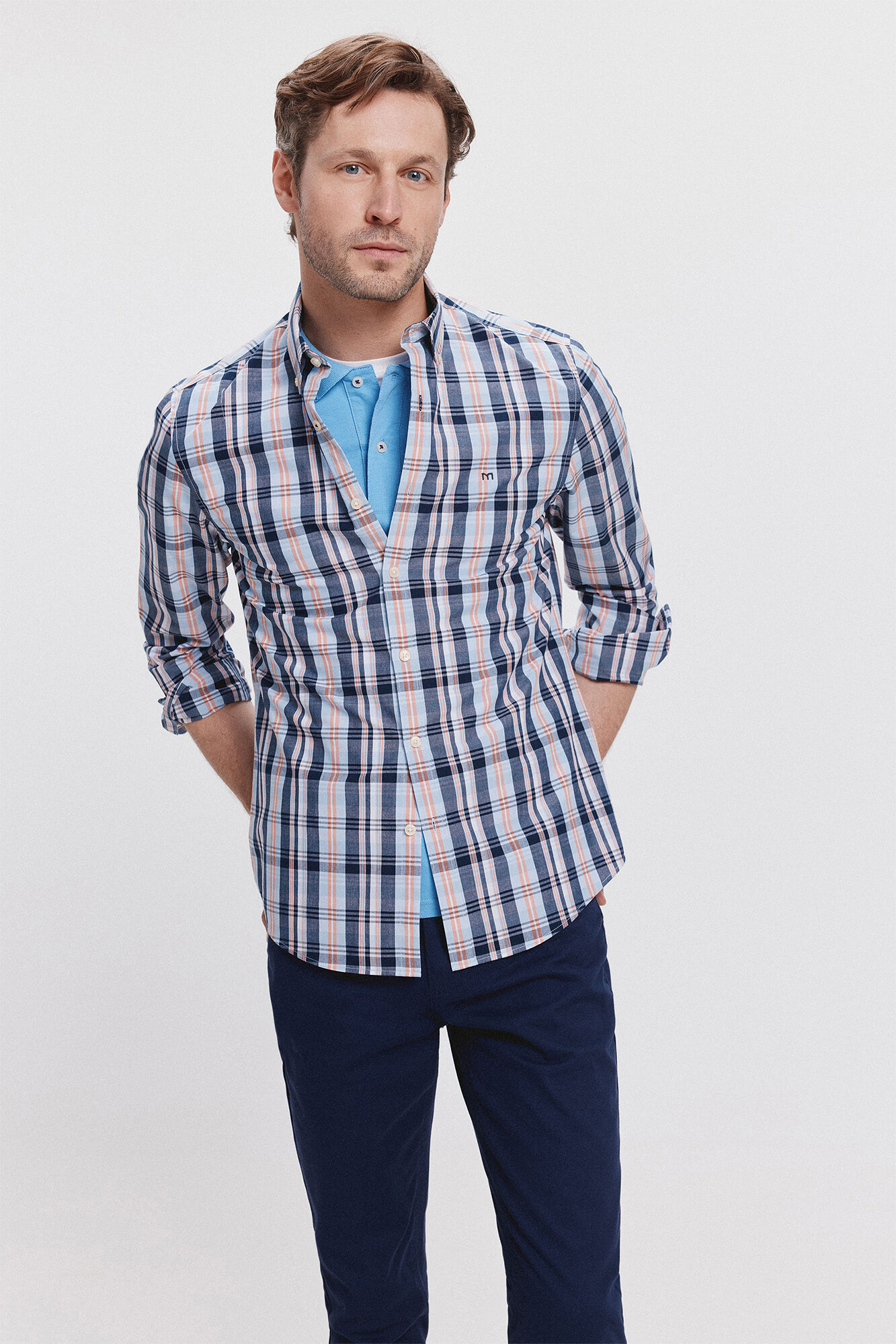 Milano Camisa Popel&iacute;n Azul