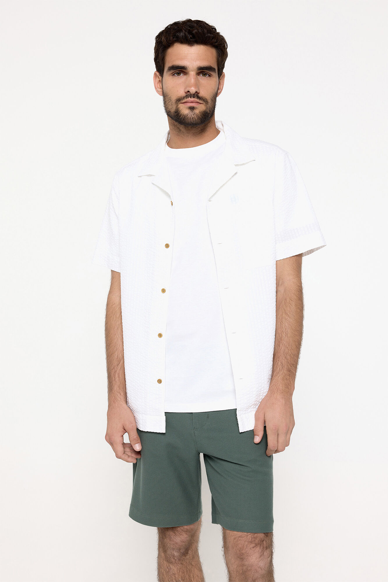 Milano Bermudas aspecto lino. Verde