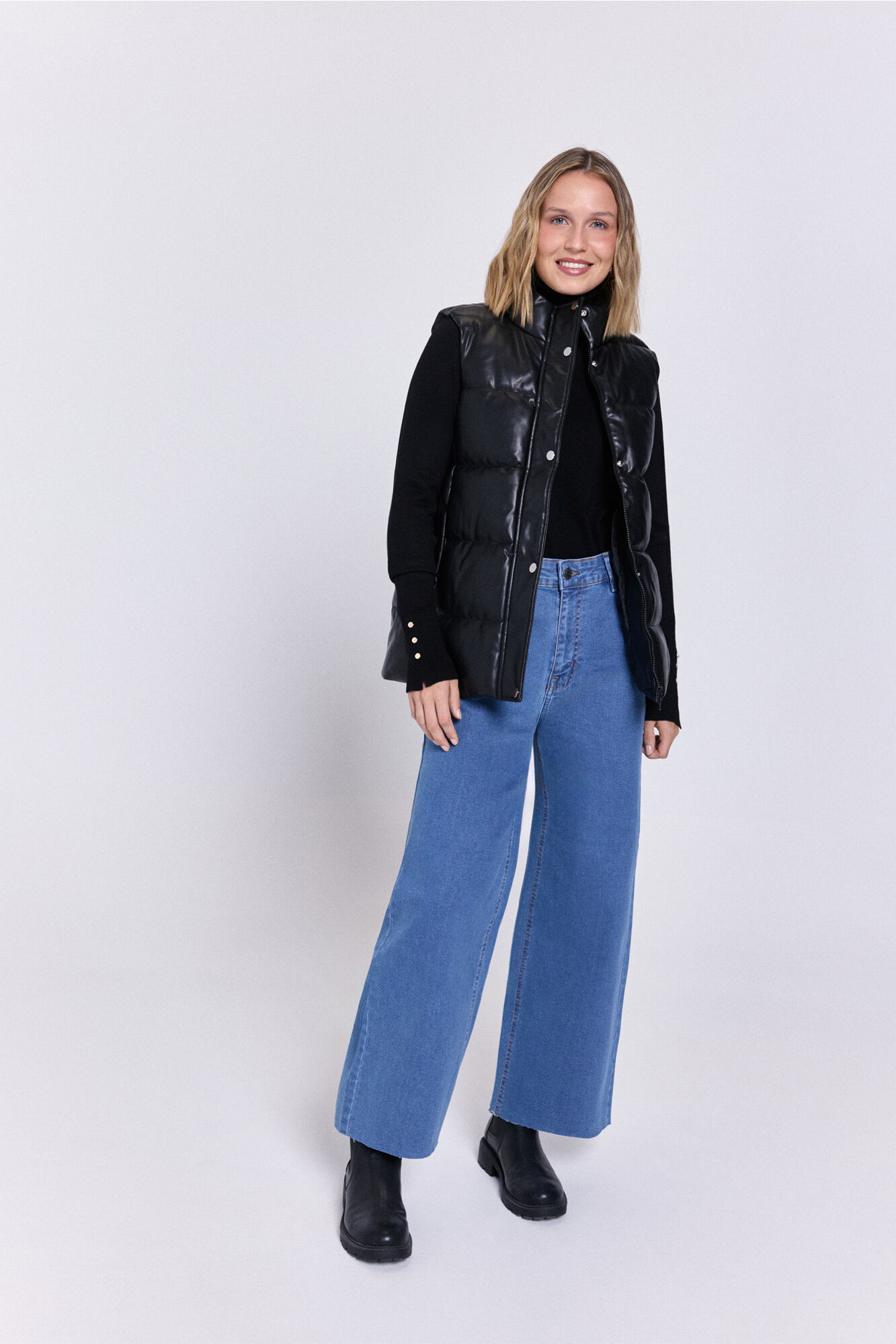 Milano Chaleco acolchado de piel Negro