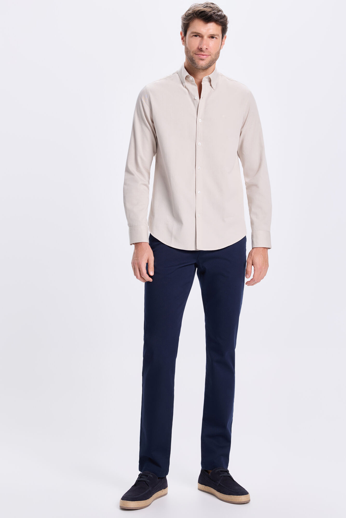 Milano Camisa de sarga liso Beige