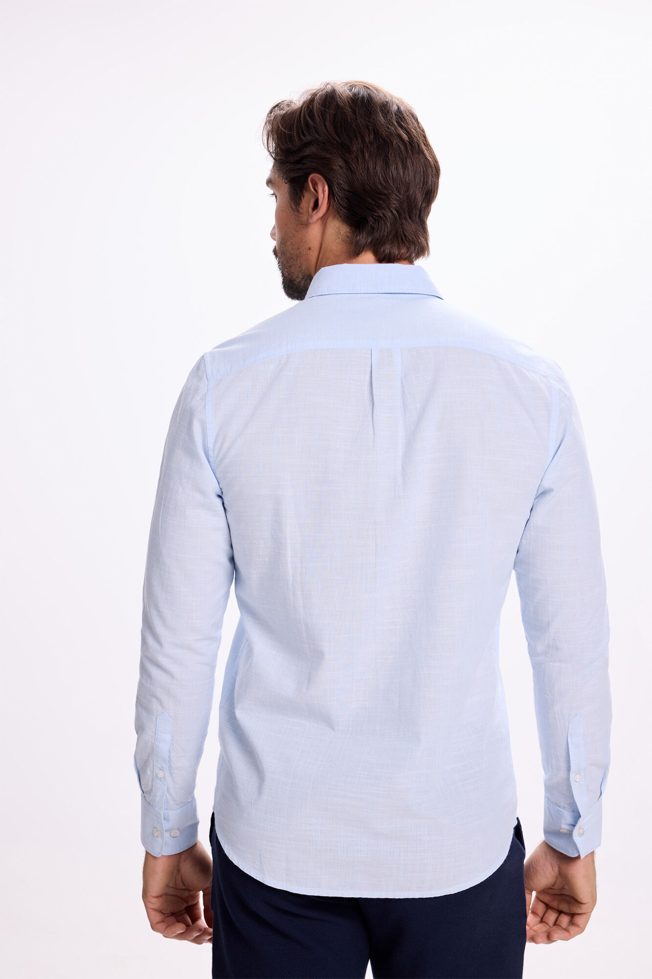 Milano Camisa Slub Lisa Azul Claro