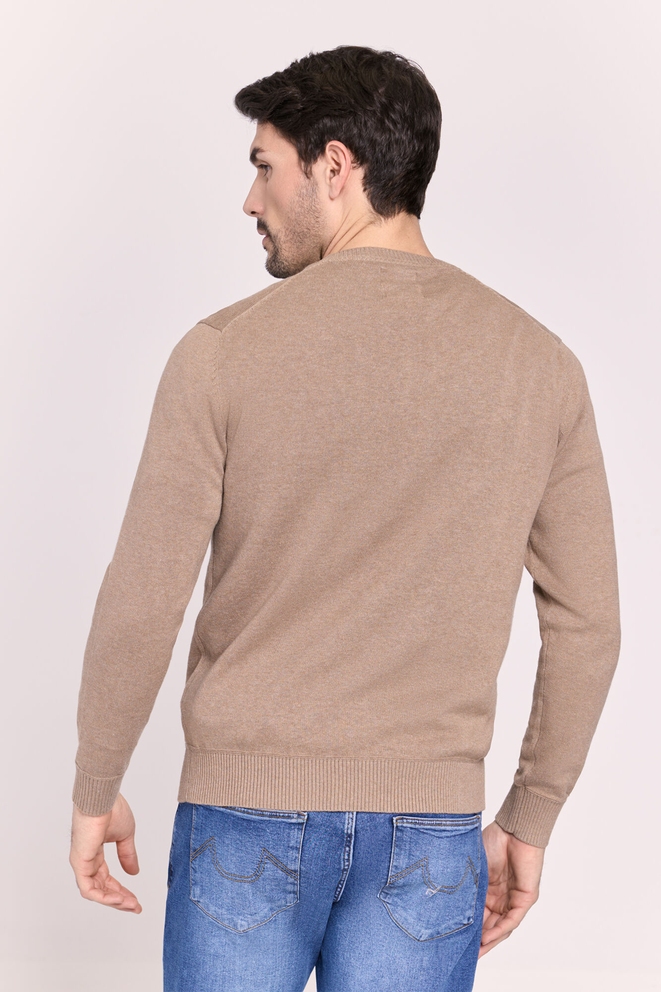 Milano Su&eacute;ter cuello redondo ajustado Beige