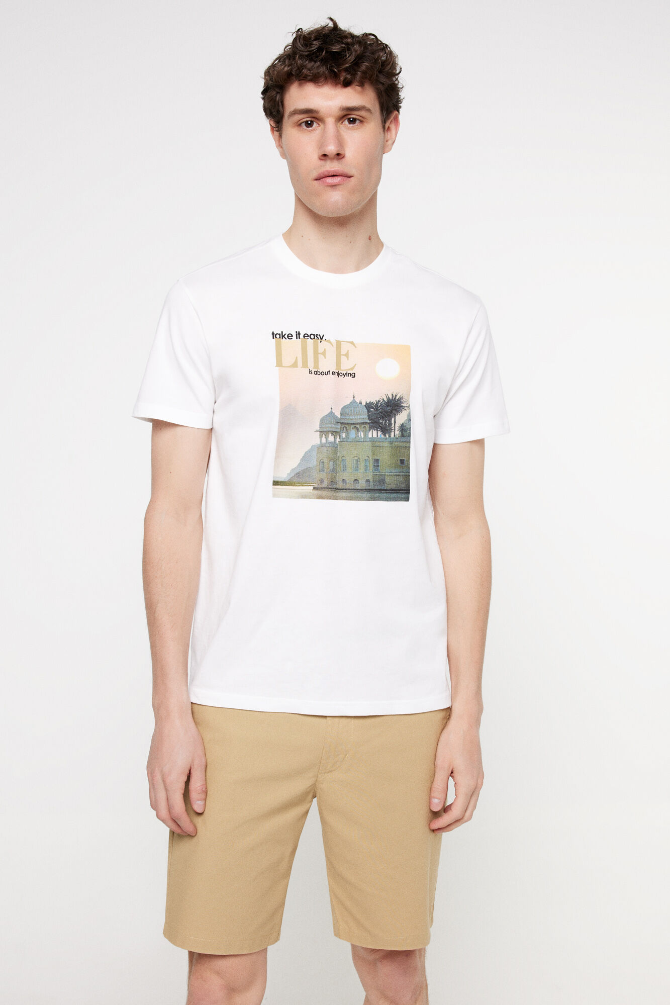 Milano Bermuda Aspecto Lino. Tostado