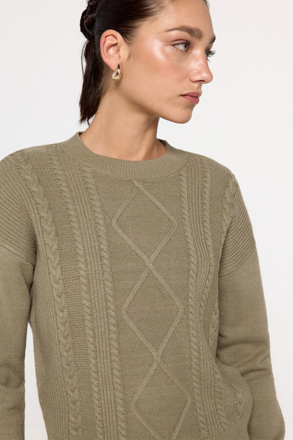 Milano Jersey con estructura de cables Kaki Oscuro