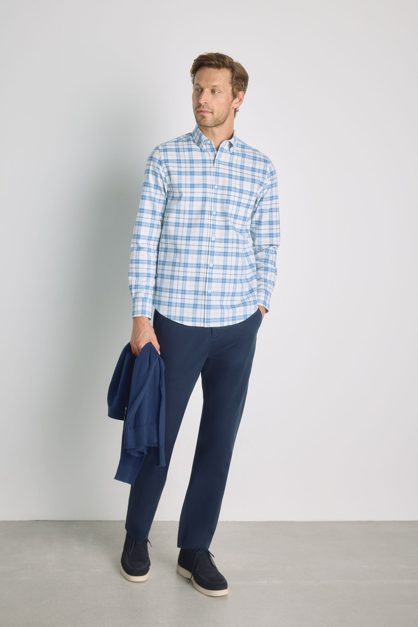 Milano Camisa de cuadros manga larga Navy
