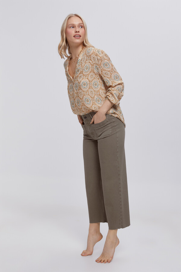Milano Pantalón crop color Kaki Oscuro