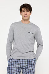 Fifty Outlet Pijama larga de algodón Gris Oscuro