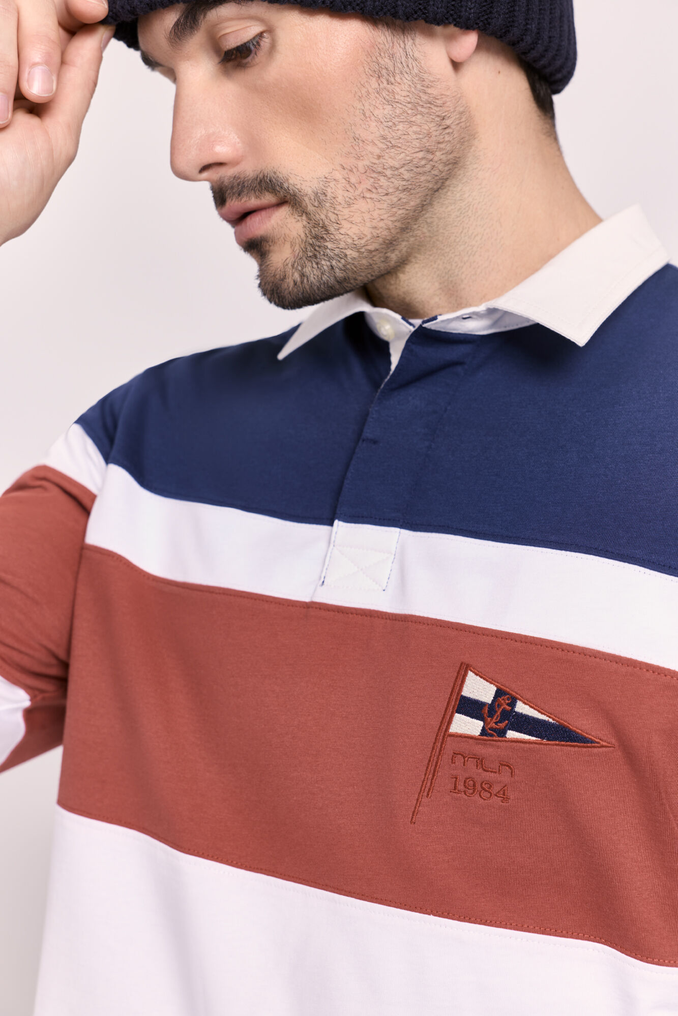 Milano Polo a rayas manga larga Navy