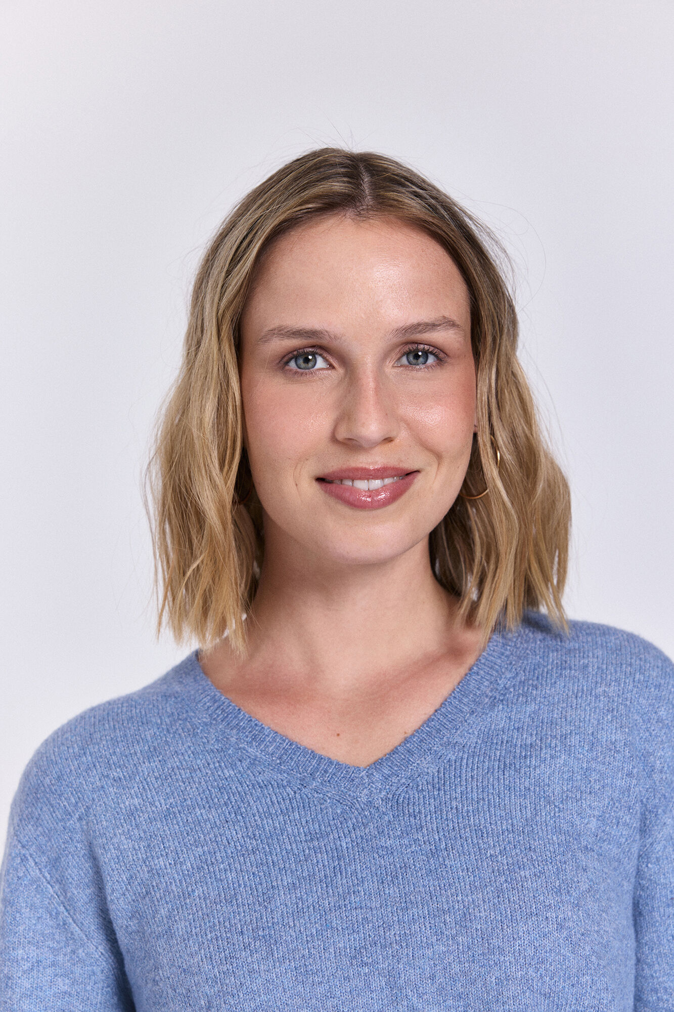 Milano Tejido jersey con cuello en pico Azul