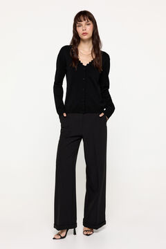 Fifty Outlet Cardigan de punto de viscosa con detalle ondas Negro