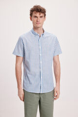 Fifty Outlet Camisa Slub Rayas Azul