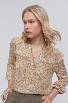 Fifty Outlet Blusa plumeti estampada. Verde