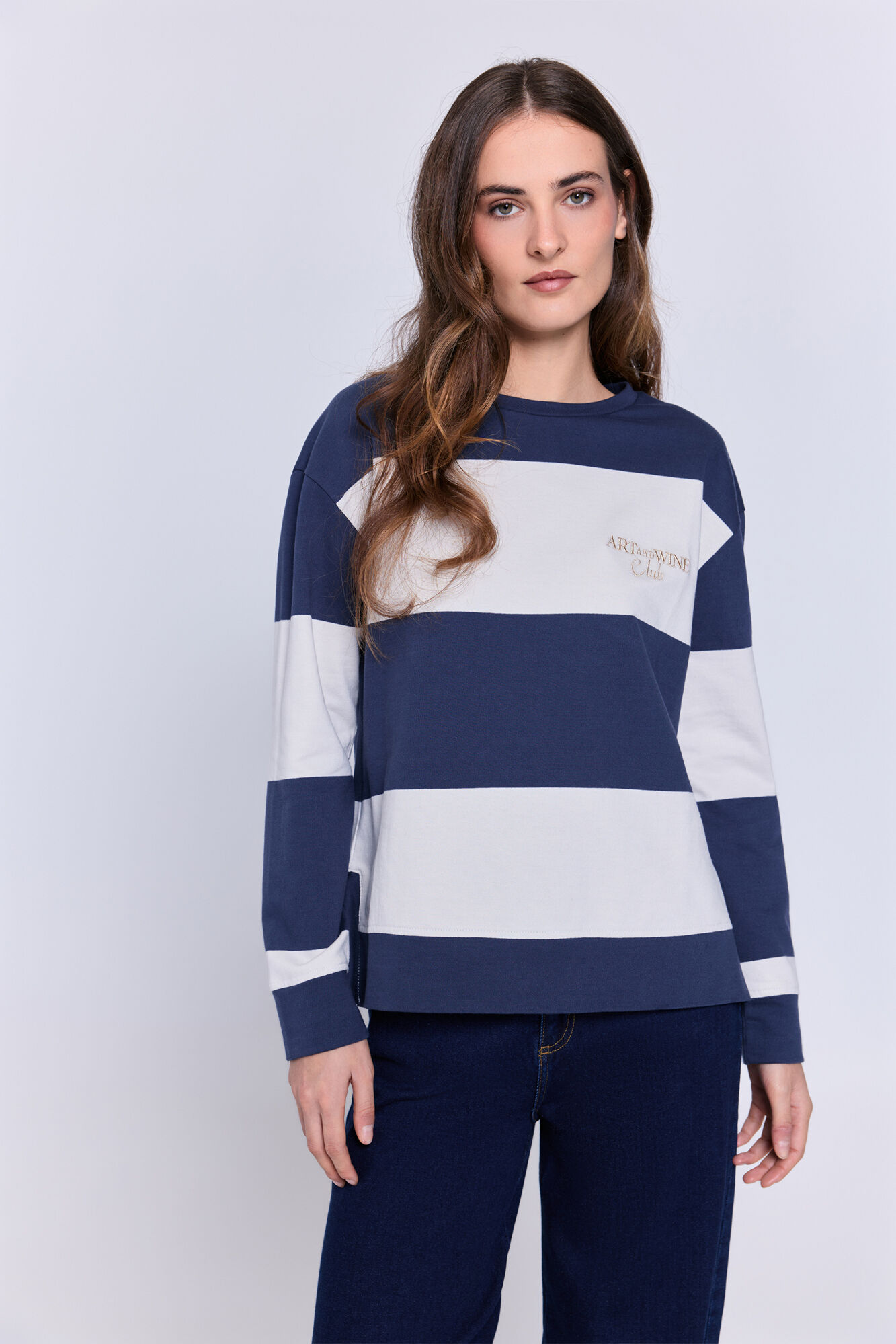 Milano Sudadera de rayas con bordado lurex Navy