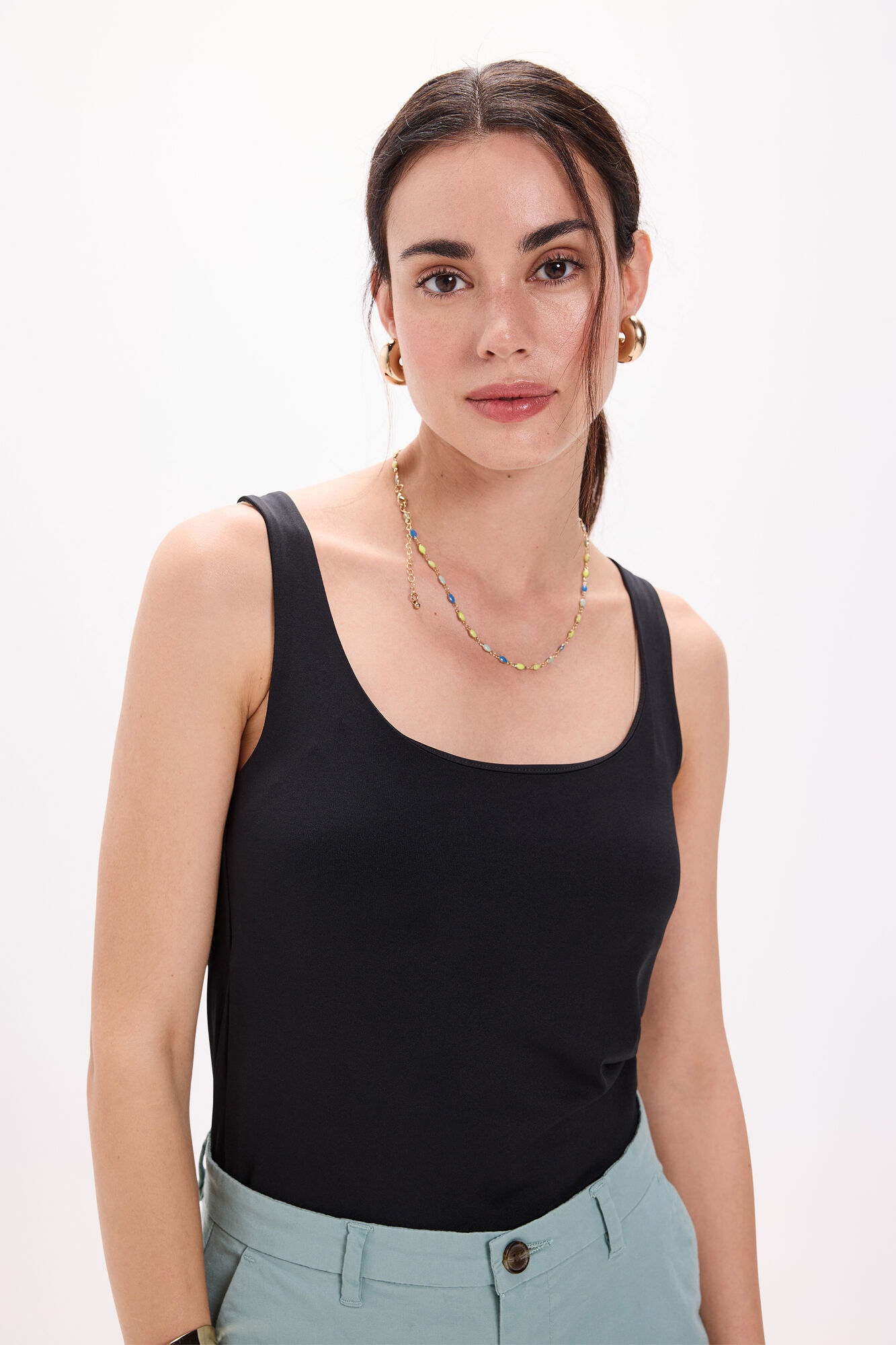 Milano Playera el&aacute;stica con tirantes anchos Negro