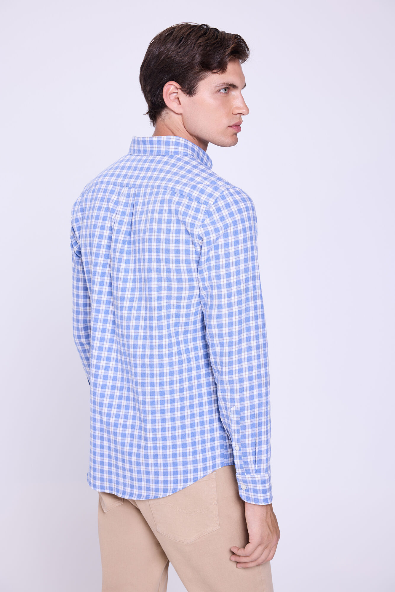 Milano Camisa a cuadros de corte relajado Azul Claro