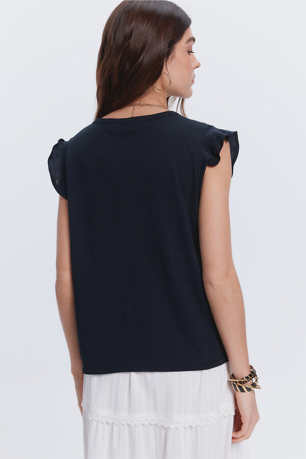 Milano Camiseta botones en escote Azul