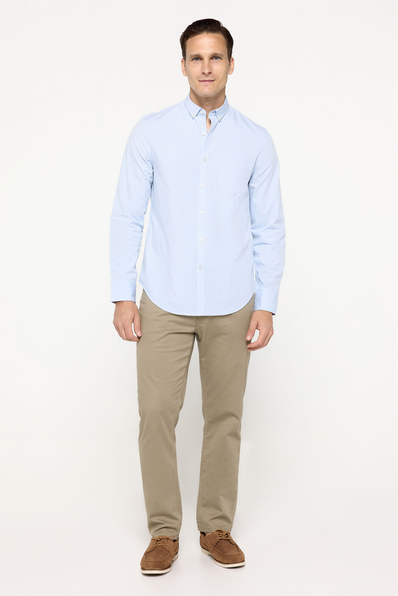 Milano Camisa sport de manga larga lisa Azul