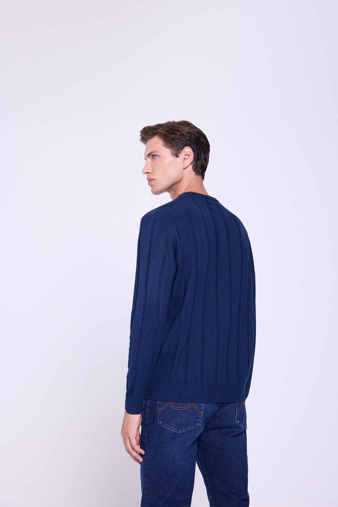 Milano Jersey b&aacute;sico de cuello redondo  Navy