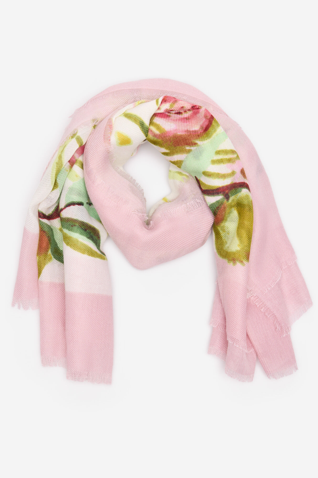 Milano Pa&ntilde;uelo estampado flores verde y rosa