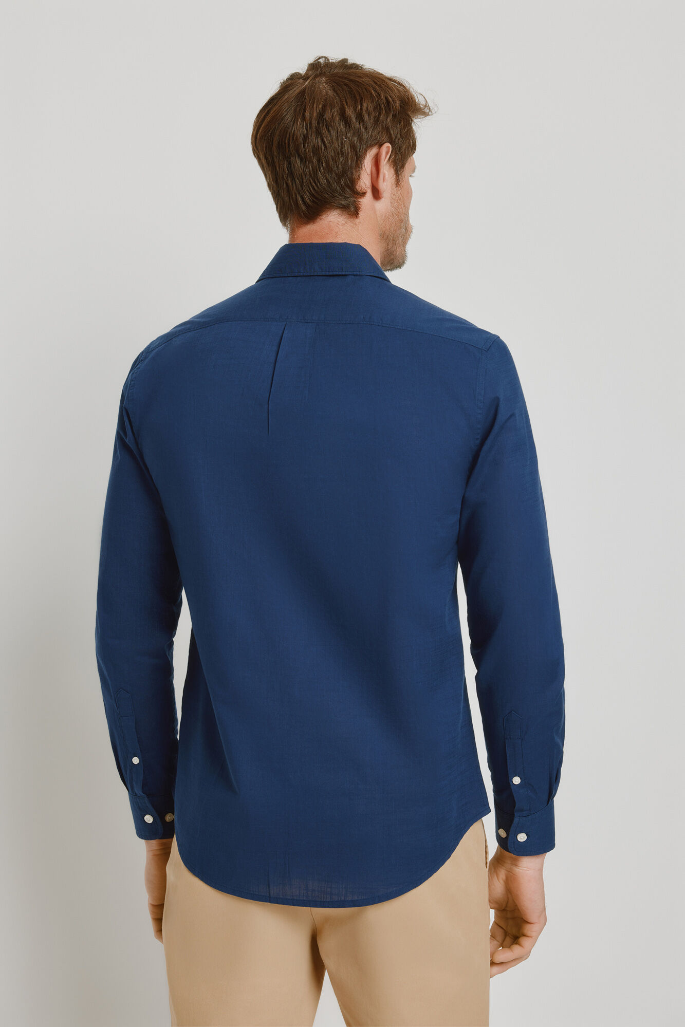 Milano Camisa lisa de manga larga Navy