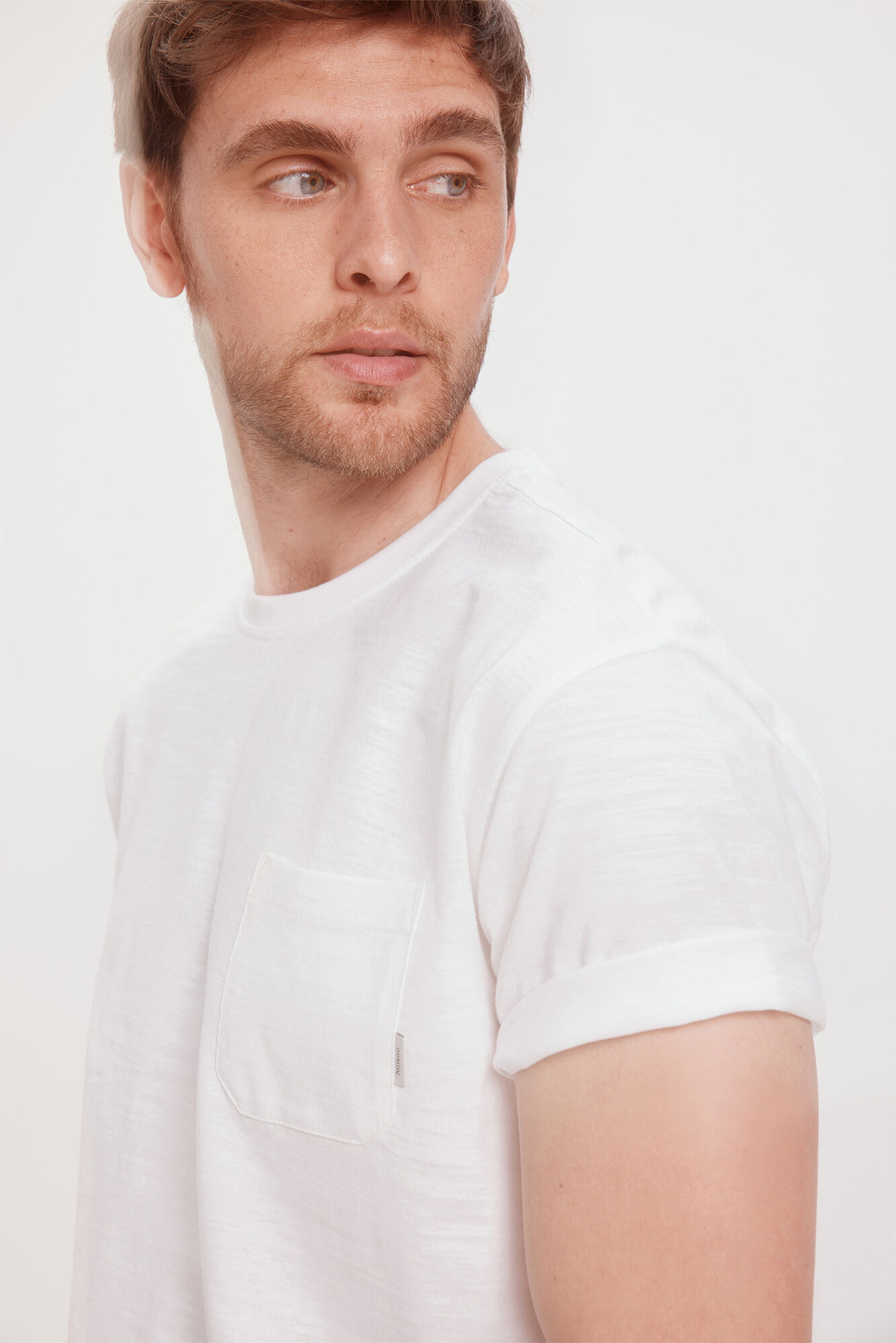 Milano Camiseta b&aacute;sica con Bolsillo Blanco