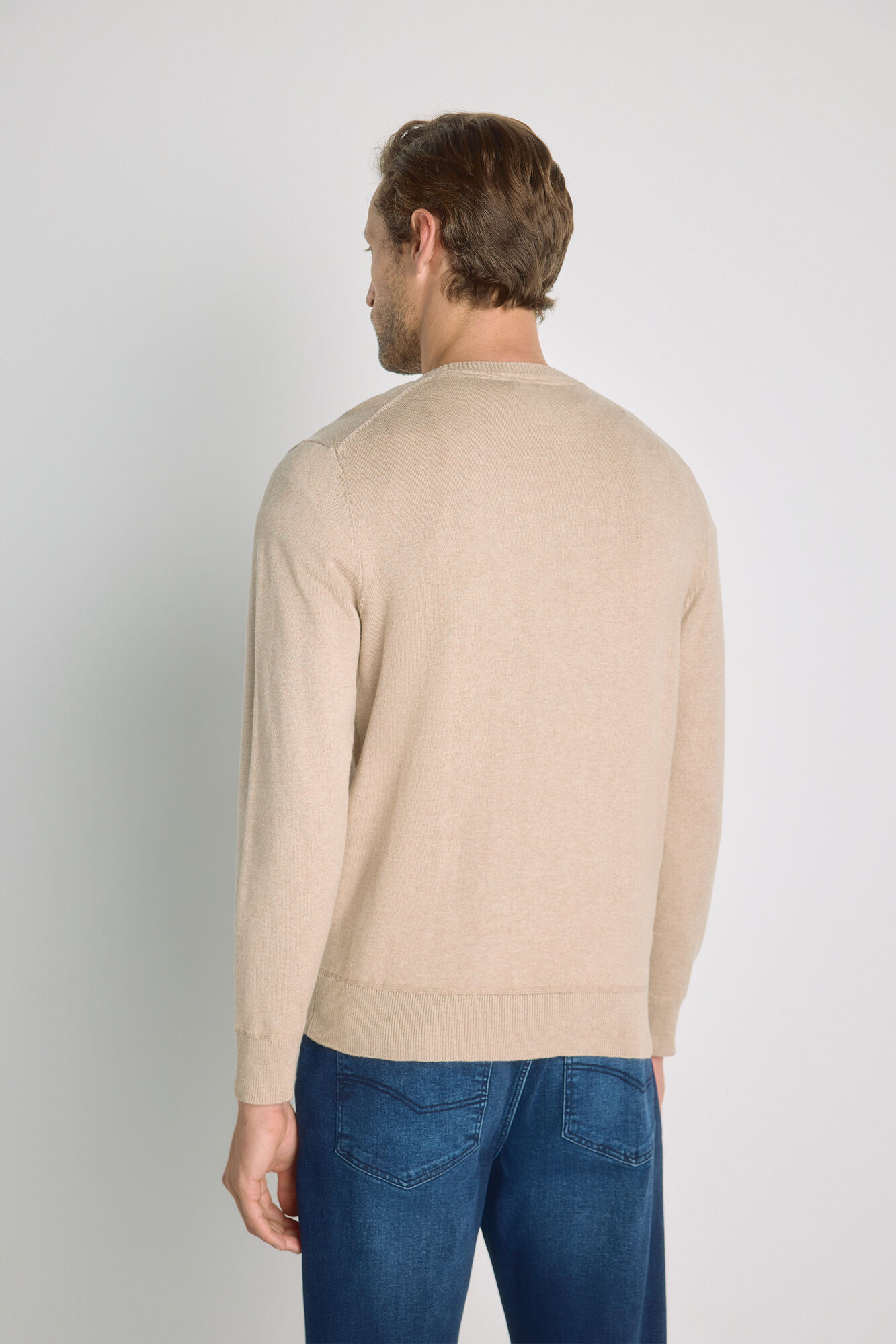 Milano Su&eacute;ter cuello redondo ajustado Beige