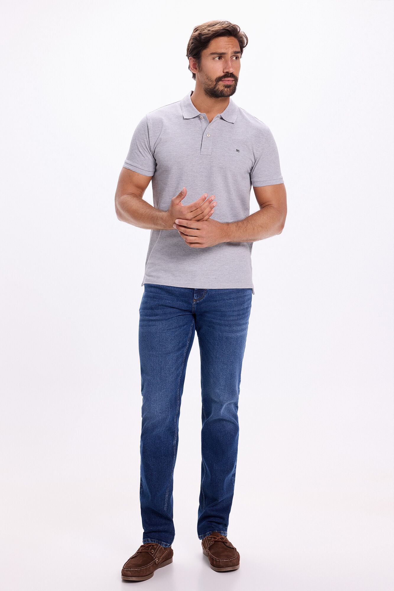 Milano Polo b&aacute;sico de piqu&eacute; Gris Claro