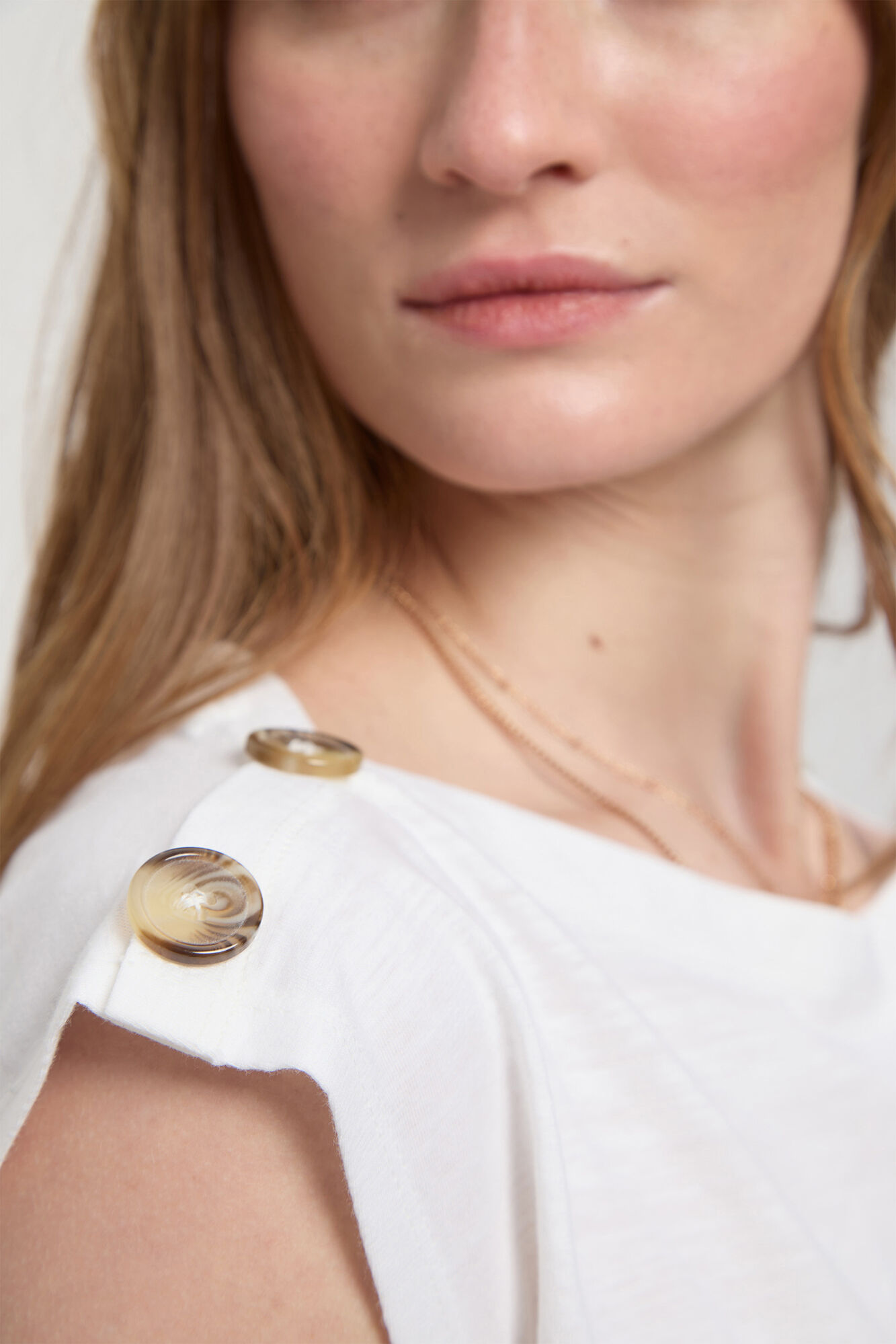 Milano Camiseta botones hombros Blanco