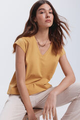 Milano Camiseta pliegues hombros Dorado/ Mostaza