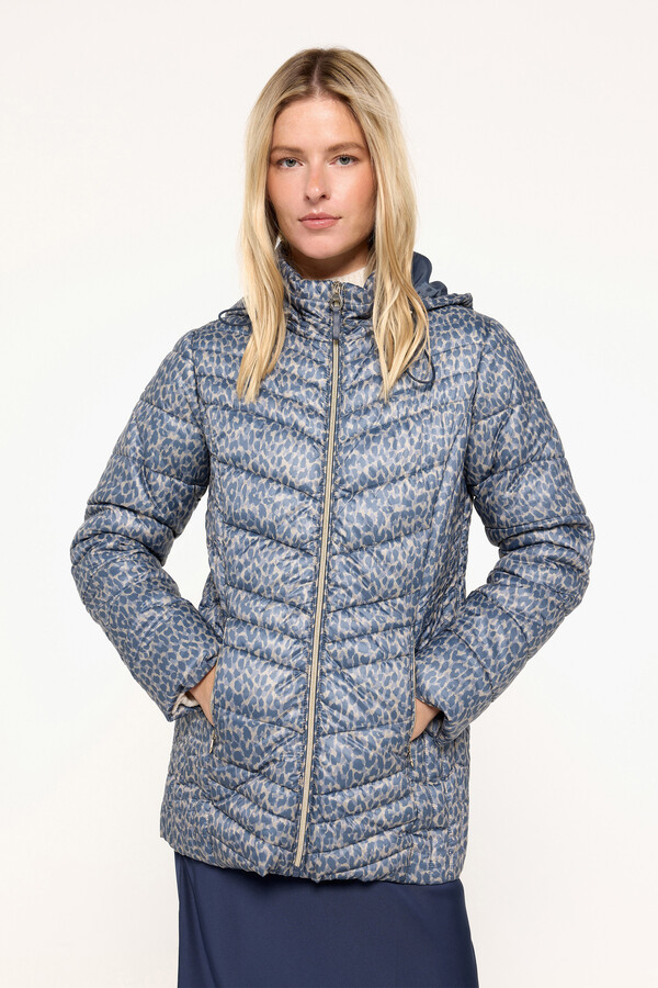 Milano Abrigo acolchado de tejido estampado con capucha natural