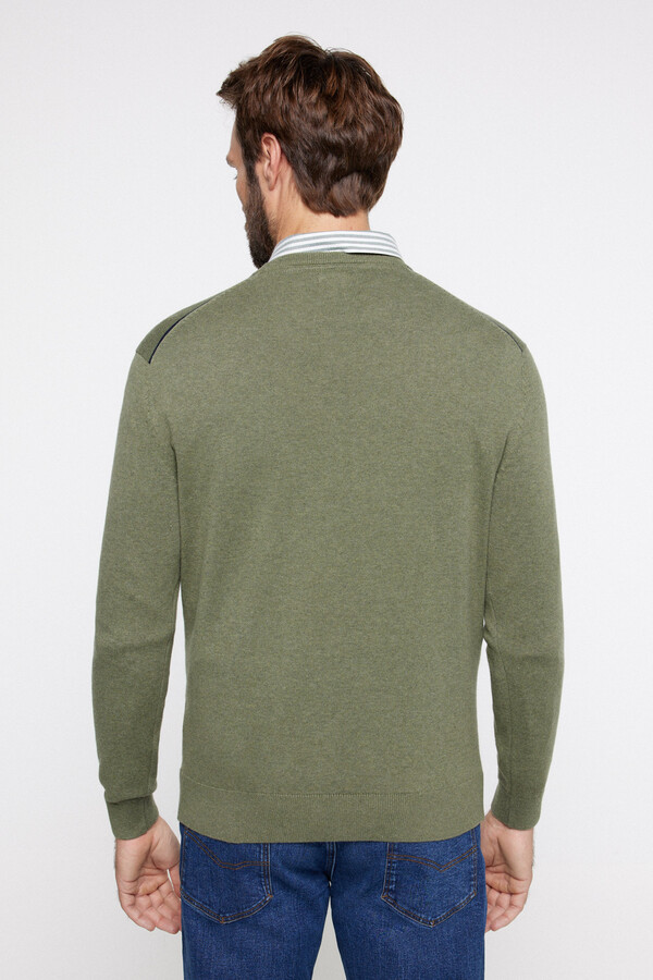 Fifty Outlet Jersey cuello redondo ajustado, de algodón Verde