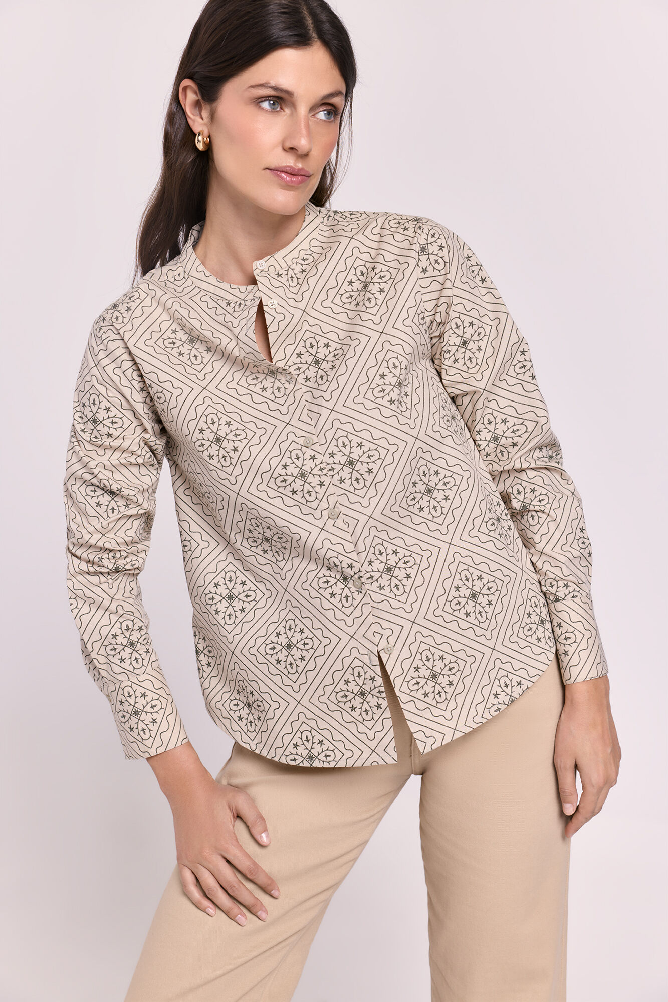 Milano Camisa cuello mao estampada